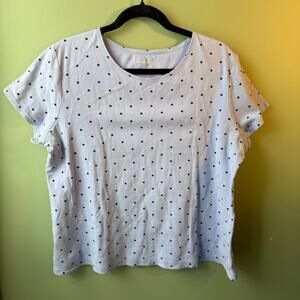 Croft & Barrow XL Classic Tee Blue with Polka Dots